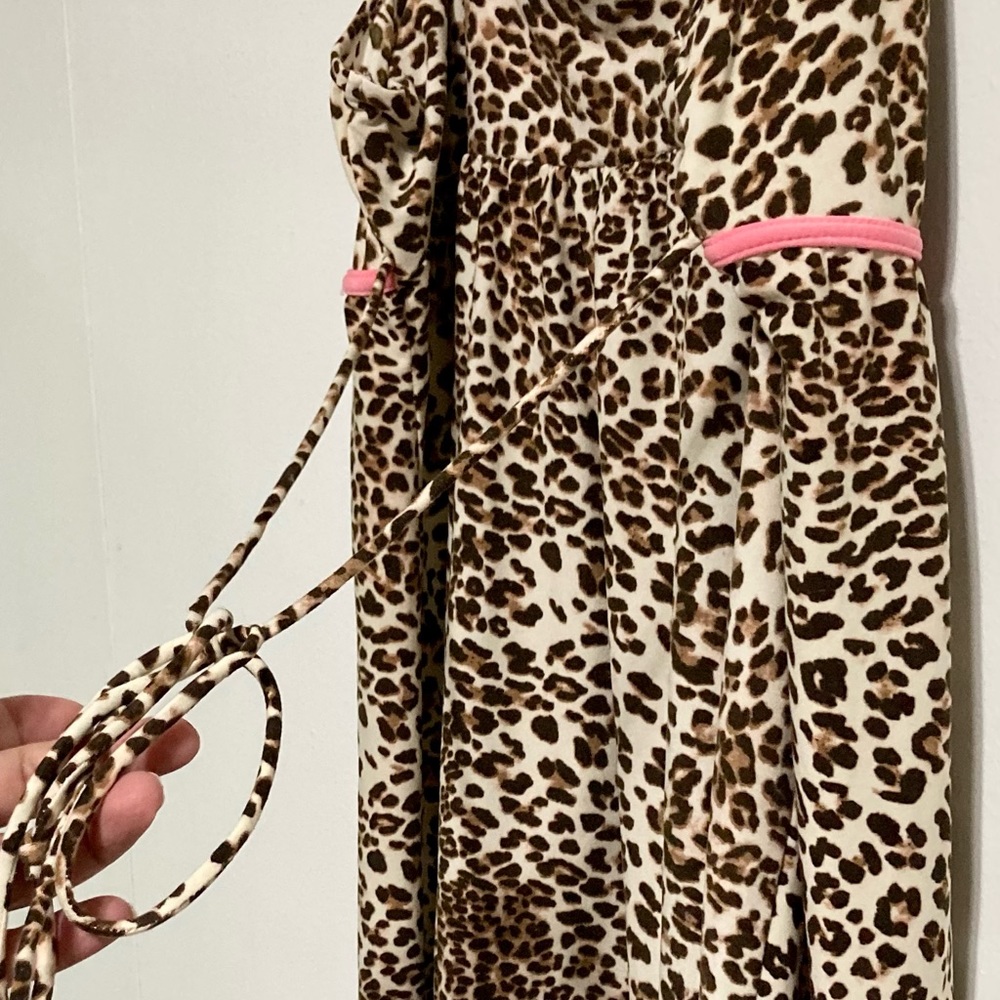 IN BLOOM by JONQUIL Cheetah Print Chemise Cream Lace, Pink Trim Womens Large - Picture 9 of 16